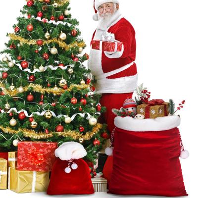 Christmas Velvet Santa Claus Bag 12 X 16/20 X 28 Inch Large Santa Gift Sack with Drawstring Holiday Gift Bag for Present Toys Xmas Party Supplies