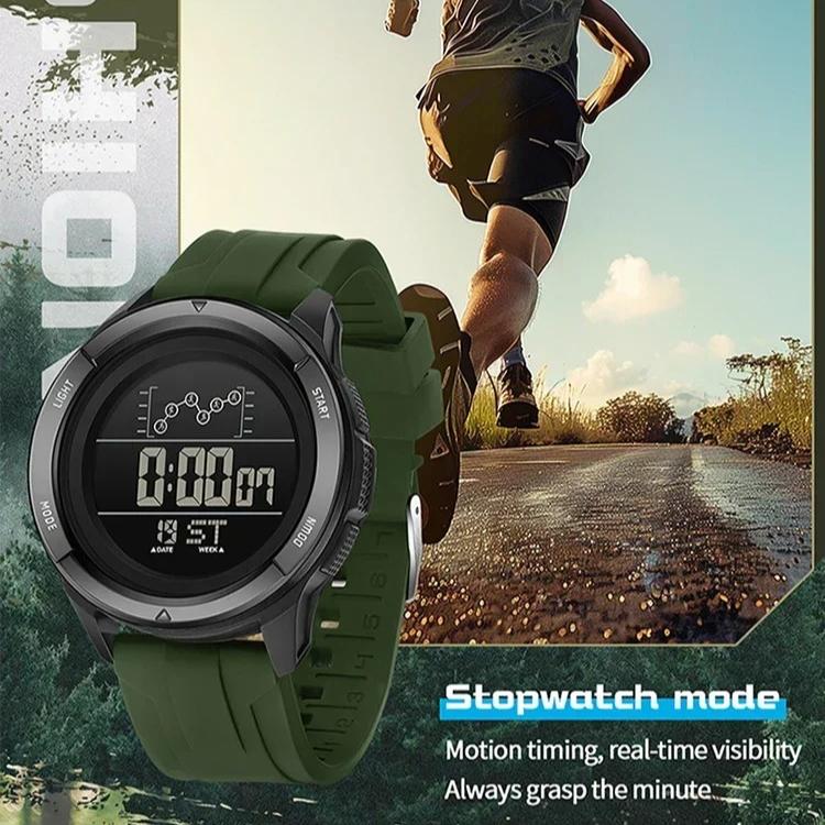 Military Sport Man Watch Silicone Strap LED Digital Display Multifunction Alarm Clock Countdown Waterproof Wristwatch