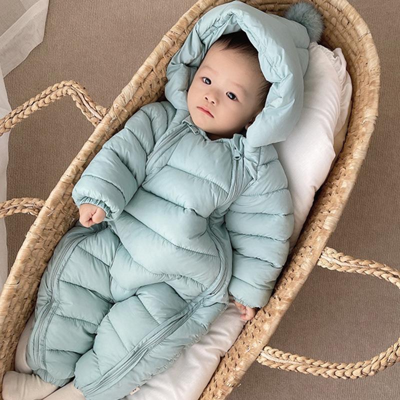 Baby Fashionable Versatile Padded Lined Onesie Down Jacket Cotton Cozy Thickened -Windproof High Quality Lightweight Warm Outdoor Indoor Cute Jacket