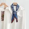 Navy Blue Paisley Cashew Flower Silk Scarf Women's Summer Double Crepe Lace Yarn Sunscreen Scarf Shawl Scarf