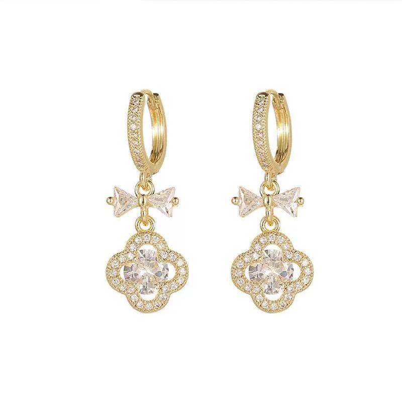 Fashion Earrings Inlaid Diamond Butterfly Drop Earrings Bling Zircon Ball Women Earrings