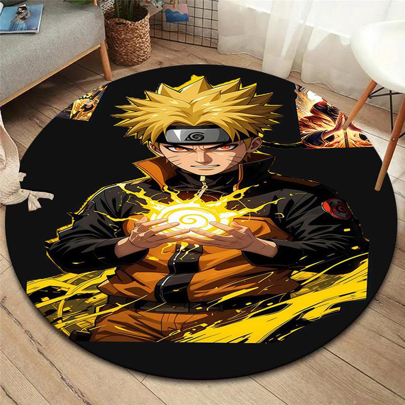 Naruto Power Up Round Area Rug Carpet Rug For Living Room Bedroom Sofa Playroom Decor Nonslip Floor Mat