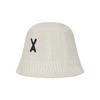 VARZAR VA Applique Cable Knit Bucket Hat Ivory