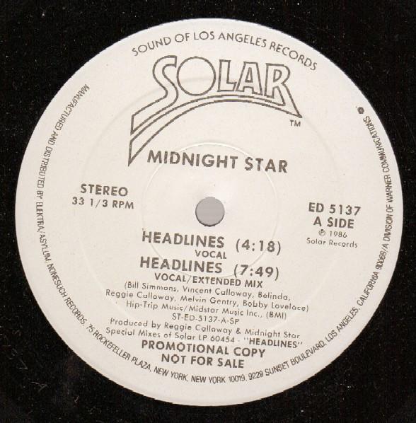 

12inch Record MIDNIGHT STAR - Headlines ED5137 Solar 1986 US Dance & Electronica Used