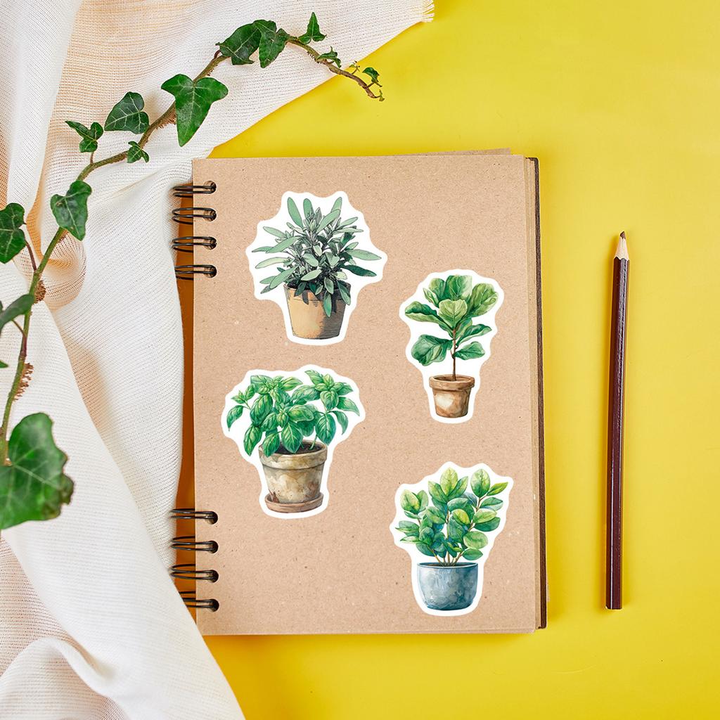 50Pcs Waterproof Plant Stickers for Cups Phone Cases Decoration Creative PVC Decals