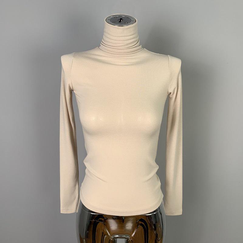 Women's Korean Slim Fit High Neck Long Sleeve T-Shirt