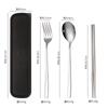 Spoon, Fork, Chopsticks, Stainless Steel Tableware Three-piece Set, Student Nordic Style
