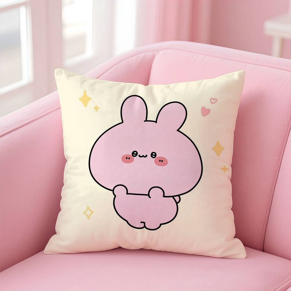A-Asamimichan Cute Bunny Pillow Case Comfort Sofa Bed Silky Elegant Invisible Zipper Custom Decorative Cushion Cover