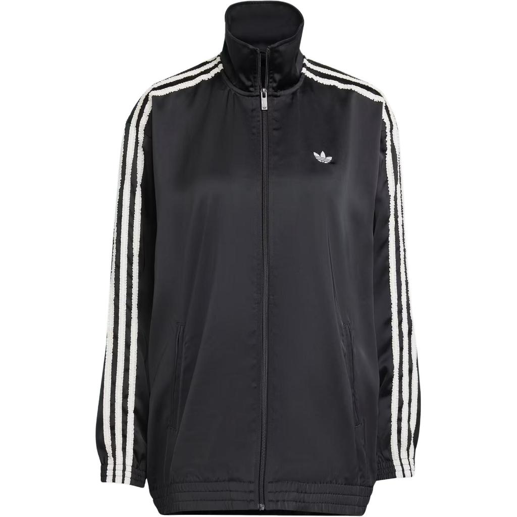 Adidas Originals Firebird Loose Ruffled Three Stripe Sports Stand Collar Zip Jacket Women Jackets KC8810