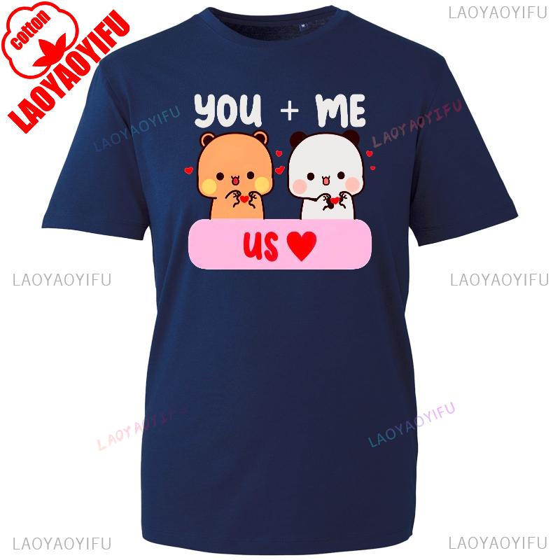 Kawaii DUDU BUBU Amoureux Couples Toi et Moi Pour Toujours Mignons Oursons de Dessin Animé Couple T-shirt Assorti Mode Décontracté T-shirt Imprimé Hauts