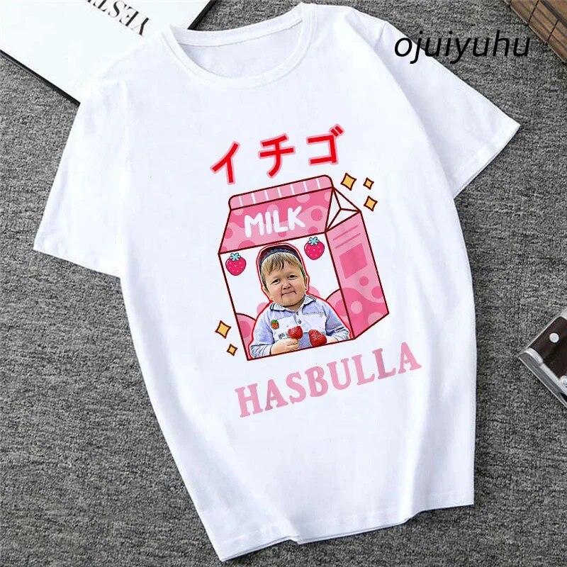 Team Hasbulla Shirt 2024 Damen Kawaii Grafik Hasbulla T-Shirt Unisex Grunge Lustiges Cartoon T-Shirt Mode Niedliche Oberteile Unisex 90er