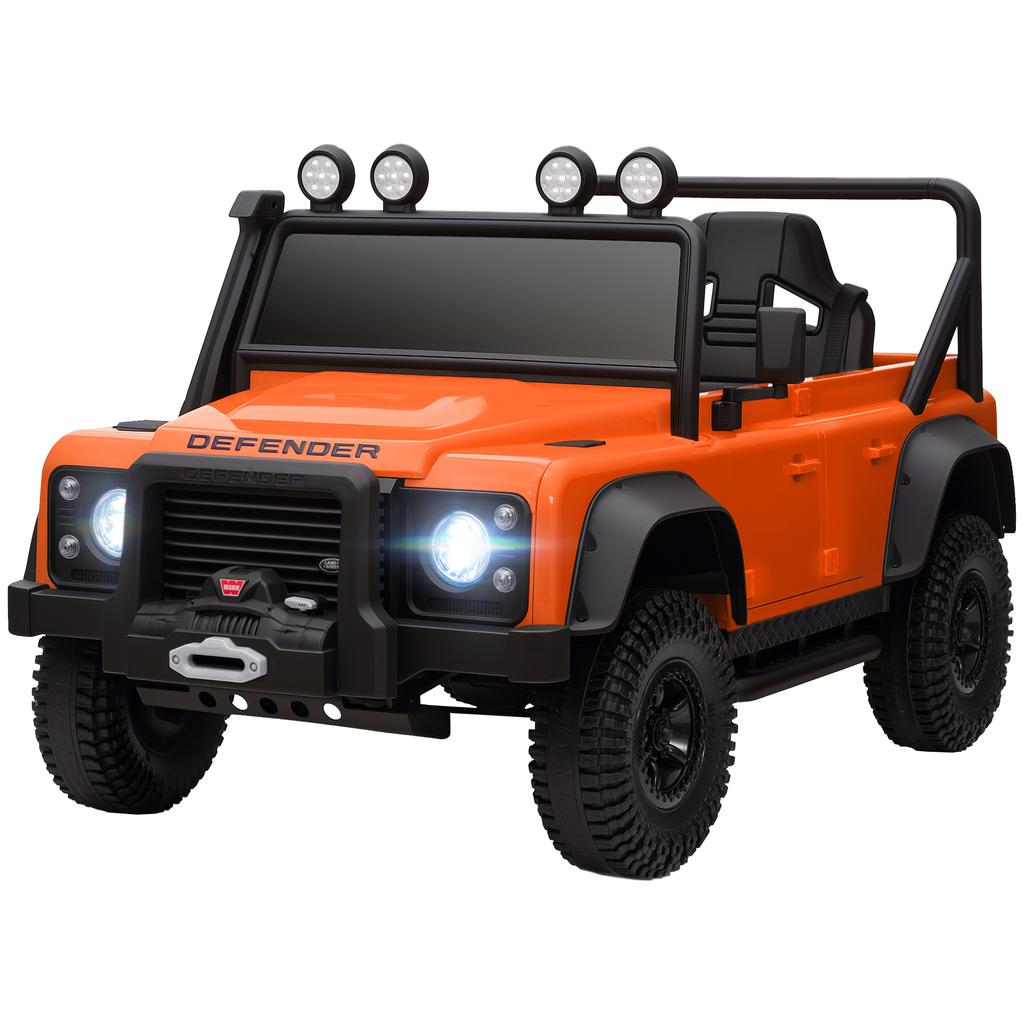Kids Ride On Car with Remote Control, 4-Wheel Suspension, Soft Start, Music, Horn, LED Lights for 3-5 Years Old, Orange