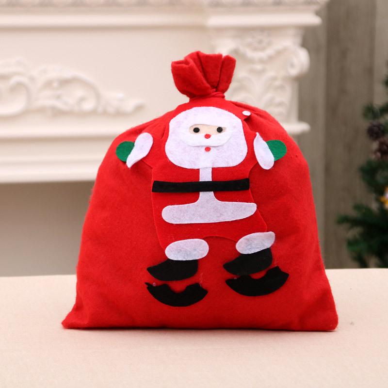 Handmade Santa Claus Christmas Gift Bag Backpack with Non-woven Applique