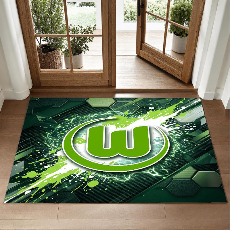 VfL Wolfsburg FC Design Crystal Velvet Rug Soft Decorative Mat for Bedroom Entrance