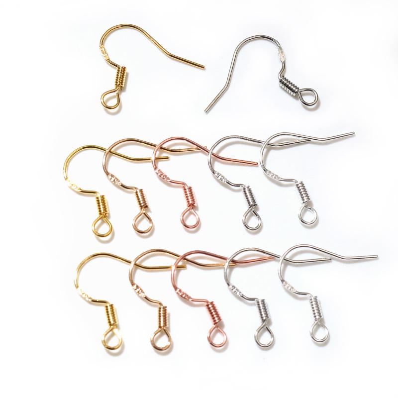 50pcs 2-Styles 925 Sterling Silver Plated Gold Rhodium Earrings Hooks Findings for DIY Earring Jewelry Making Accessories 