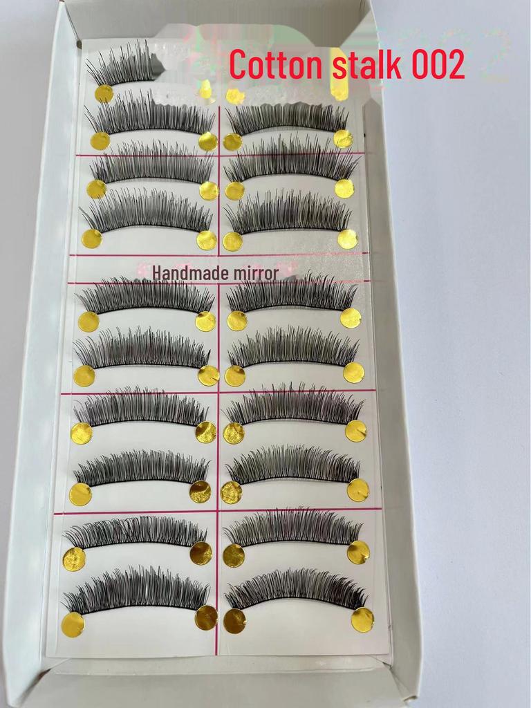 217 handgefertigte falsche Wimpern – 10 Paar im natürlichen Stil, gekreuzter Baumwollstiel für Bühnen-Make-up