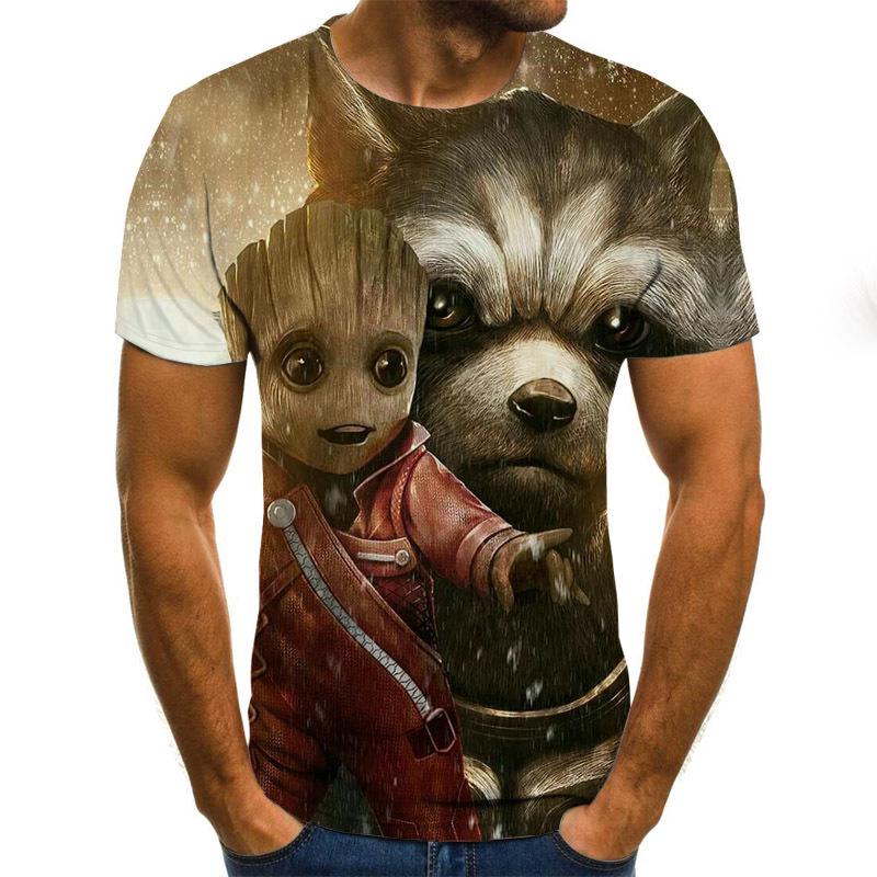 Spring Summer Men's Women's Printed T-shirt Watercolor Cat Art 3D T-shirt Large Size Shirts