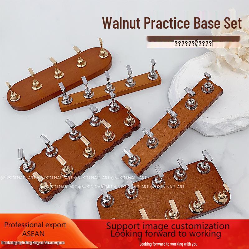 

Wearable Walnut Wood & Metal Magnetic Nail Display Stand for Nail Art Practice