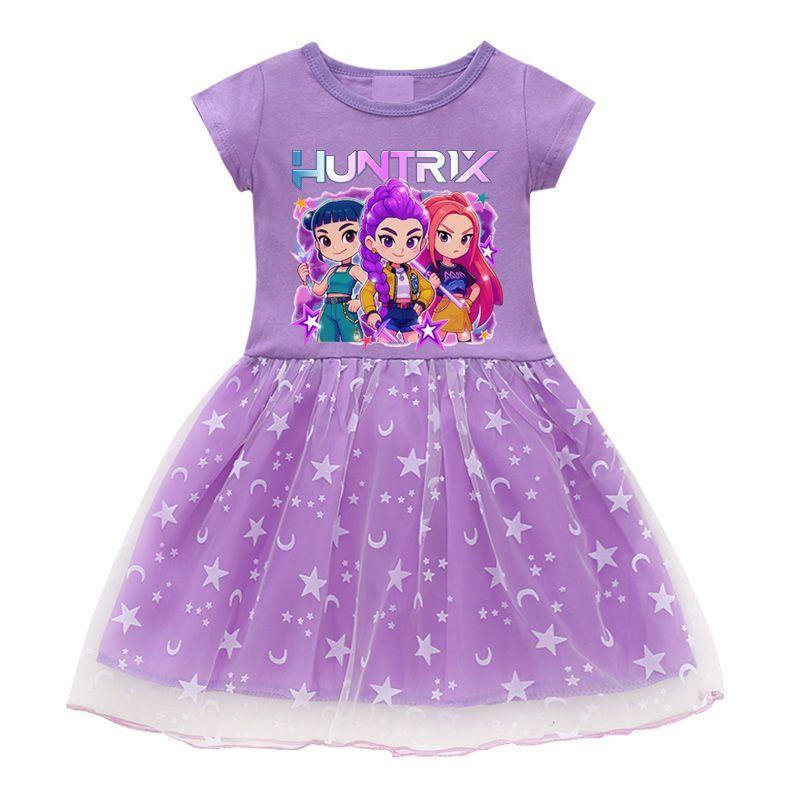 Children's Fashion Kpop Witch Hunt Dress Summer Girls Short-sleeved Tulle Dress
