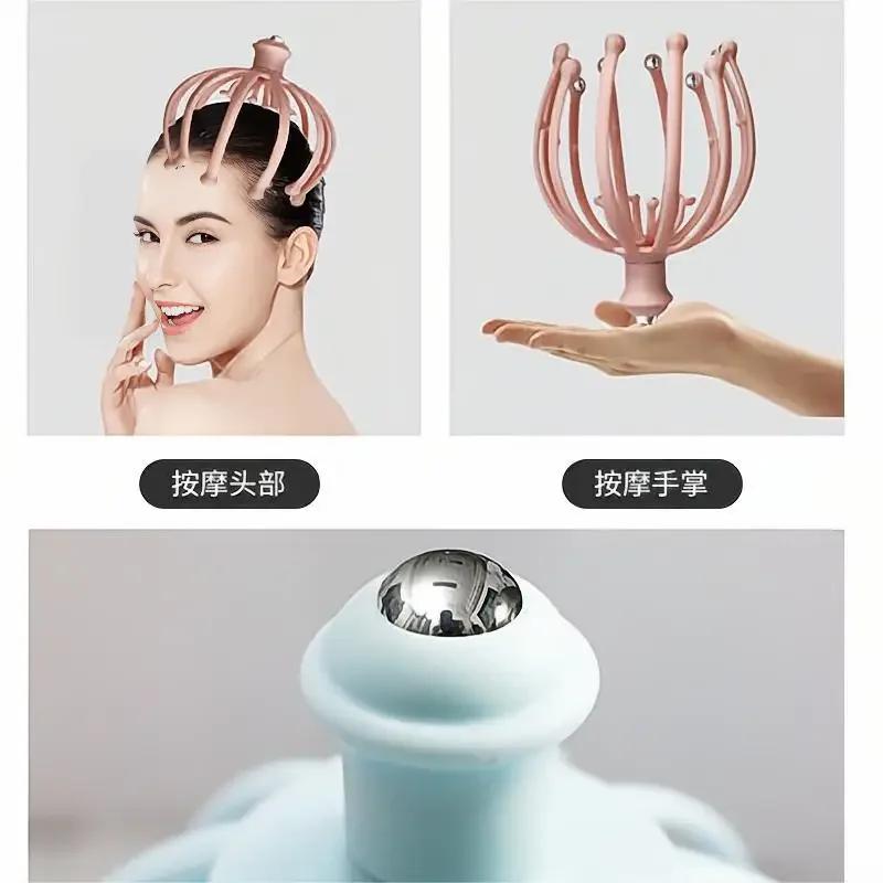 Head Massager Scalp 18 Claw Neck Comb Roller Finger Steel Ball Hand Held Relax Spa Hair Care Home scalp massager for hair growth