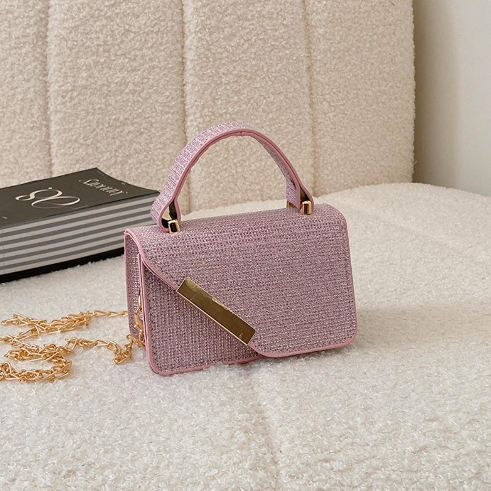 Trendy Mini Square Bag Shoulder Bag Korean Style Sparkling Handbag Daily Commuting Bag Casual Messenger Bag розовый