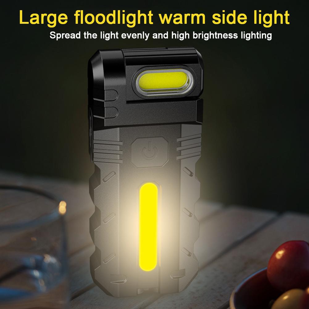 Magnetic LED Flashlight Compact Torch USB Rechargeable EDC Pocket Flashlight Waterproof Portable Work Light for Camping Hiking