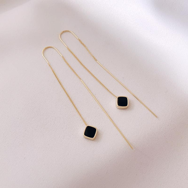 Korean New Trendy Long Green Crystal Drop Earrings Vintage Temperament Tassel Ear Line Earrings For Women Jewelry
