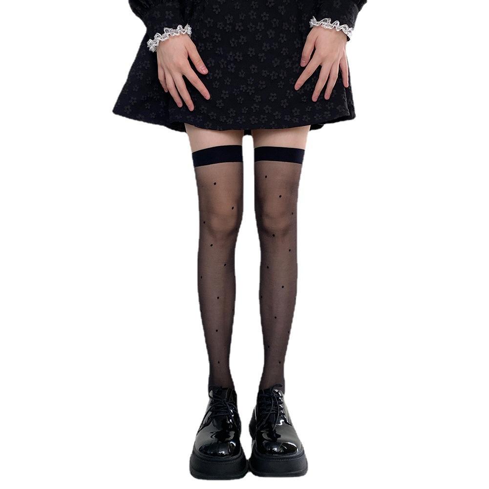 Ultra-thin Transparent Nylon Long Socks Stockings Women JK Lolita Thigh High Stockings Japanese Style Polka Dot Knee High Socks