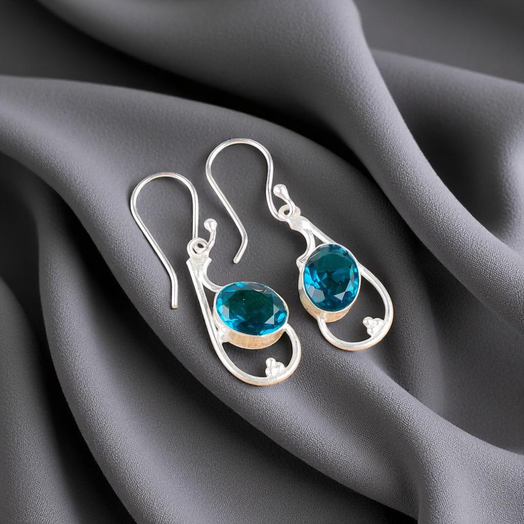 Apatite Gemstone 925 Sterling Silver Jewelry Handmade Drop/Dangle Earrings 1.60" EE-49-12