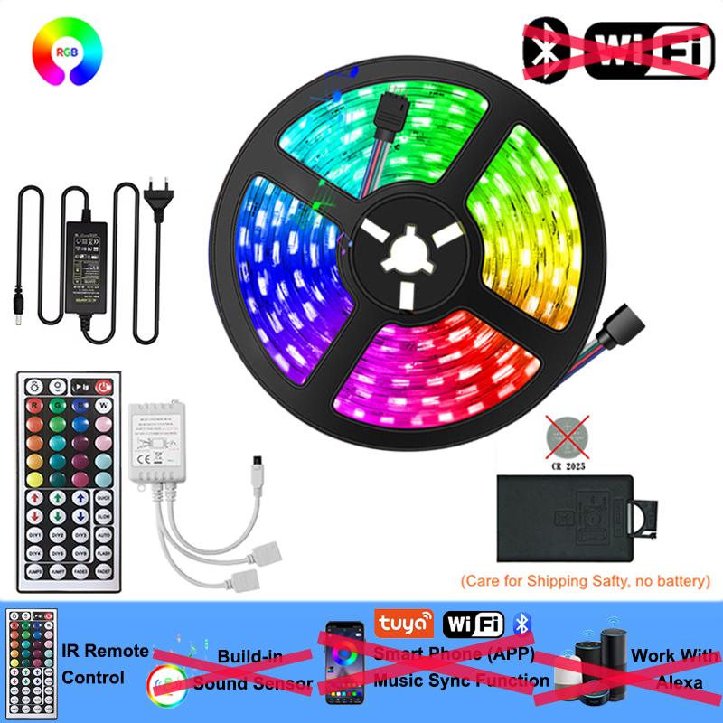 

5M 300Led RGB Led Strip Lights For Room Wall Smart Led Tape Light 220V Flexible Led Lights Strips 12V Led Ribbons Lamp Alexa EU Plug&5050 Not Waterproof&5M 300LEDs RGB