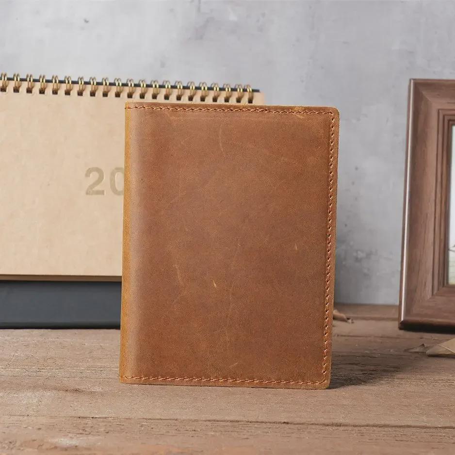5504 Genuine Crazy Horse Leather Passport Wallet for Men and Women - Card Holder & Travel Accessory