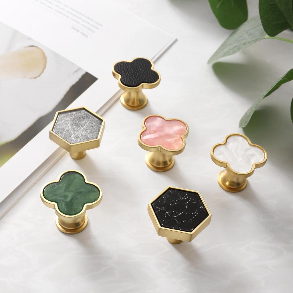 Nordic Minimalist Hexagonal Shell Handle Marble Drawer Cabinet Wardrobe Pull