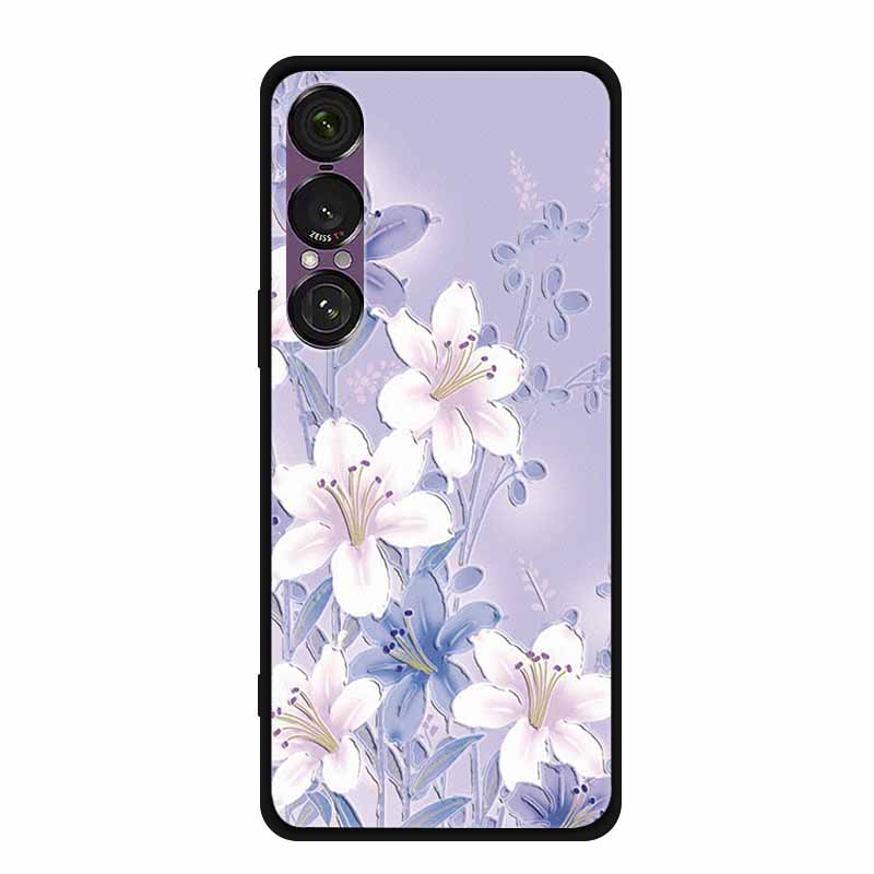 3D Emboss Case For Sony Xperia 1 VII 5G Case Flowers TPU Soft Silicone Back Cover For Sony Xperia 1 VII 2025 Phone Case XQ-FS54