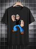 Casual Round Neck T-shirt Featuring a Popeye Print