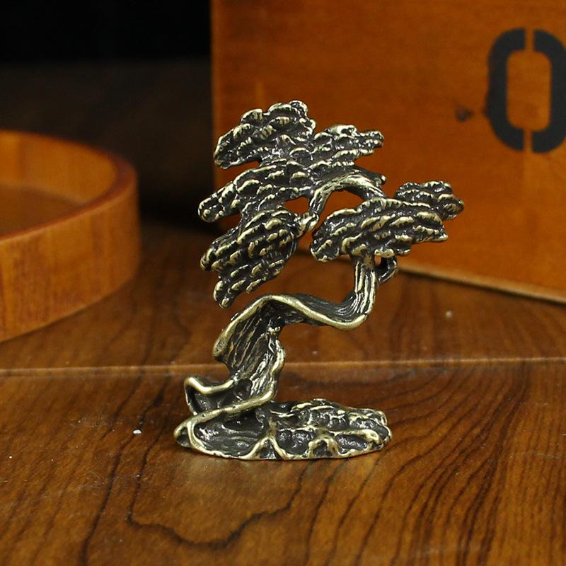 Brass Welcome Pine Desktop Tea Table Tea Pet Pure Copper Ornament Metal Copper Ware Men's and Women's Small Copper Ware Ornament