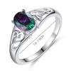 1pcs Imitation White Gold Ring Ladies Light Luxury Simple Style Copper With Oval Glass Stone Multi Size Hand Jewelry