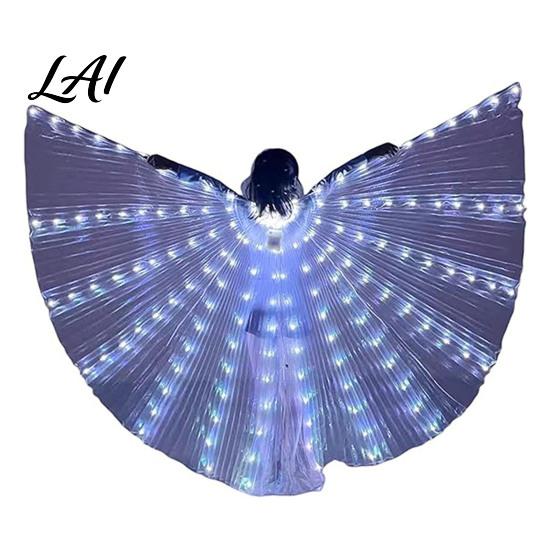 LED Belly Dance Wings Light Up for Adults Kids Glowing Halloween Costume Performance Props Colorful with Lights Luminous Foldable Stage Shows