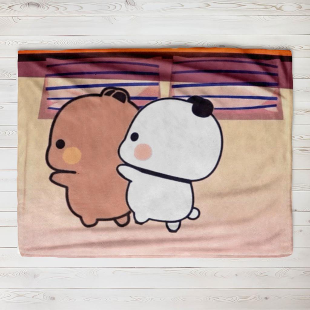 Bubu Dudu Panda Bear Flannel Throw Blanket Series Kids Blankets Sofa Decoration Bear and Pa blankets Cozy Soft Couple kids gift