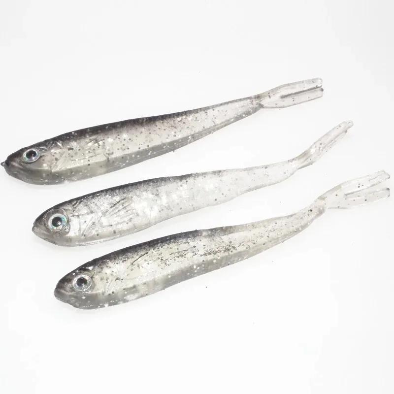 Soft Bait Fish Swimbait Fork Tail with Hook& Without Hooks Fishing Lure Artificial Silicone Bait Fishing Tackle Goods