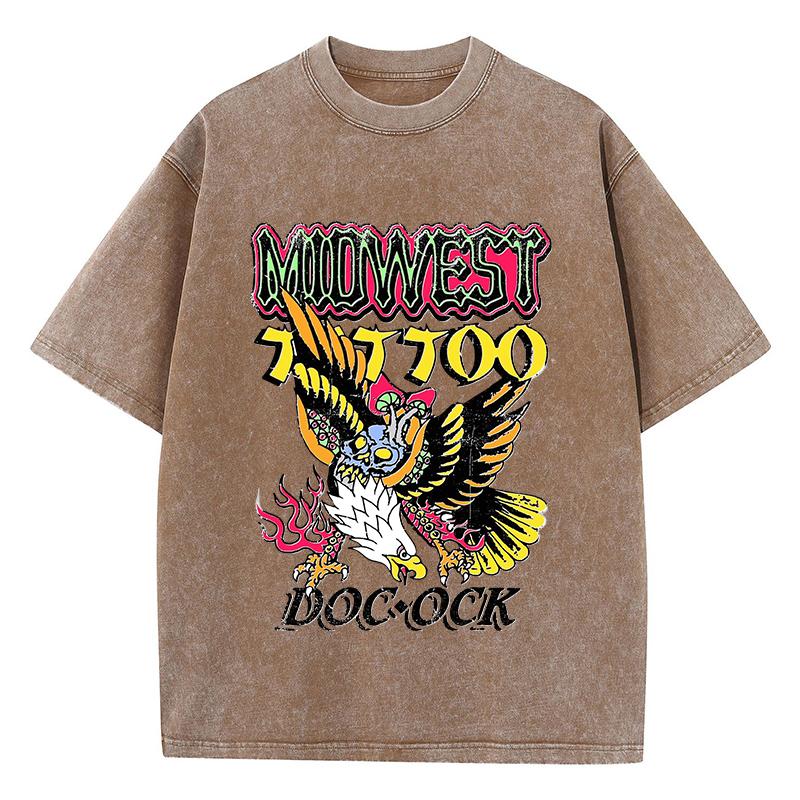 

Модные женские выстиранные футболки с принтом орла Среднего Запада, с коротким рукавом, из хлопка, с эффектом потертости, оверсайз, с круглым вырезом, топы, одежда 2XL