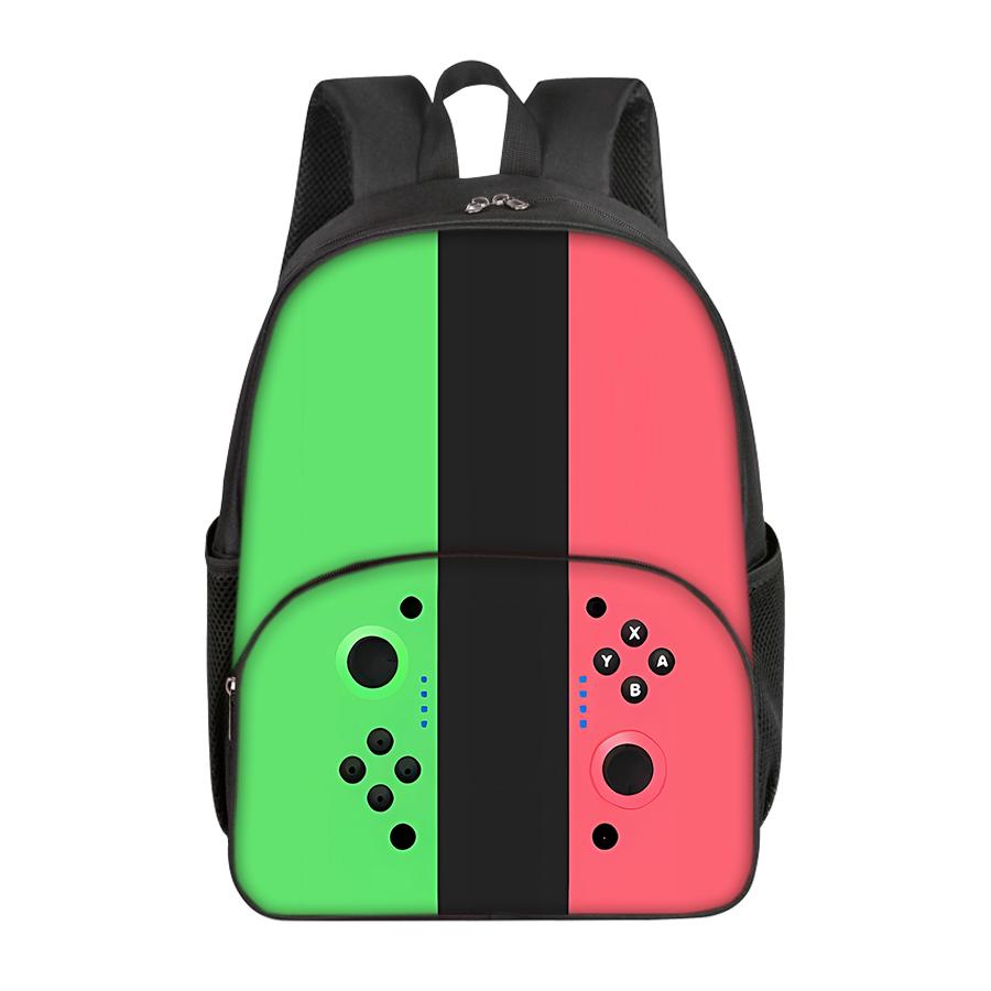 Lässiger Pendler-Spielekonsolen-Rucksack mit rundem Frontfach für Jungen/Mädchen Beste Geschenke 2D Flache Cartoon-Schultasche für Kinder