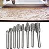 8pcs 6mm Shank Tungsten Carbide Carving Burrs Bit Double Cutter Burring File Die Grinder Drill For Metal Wood Grinding Polishing