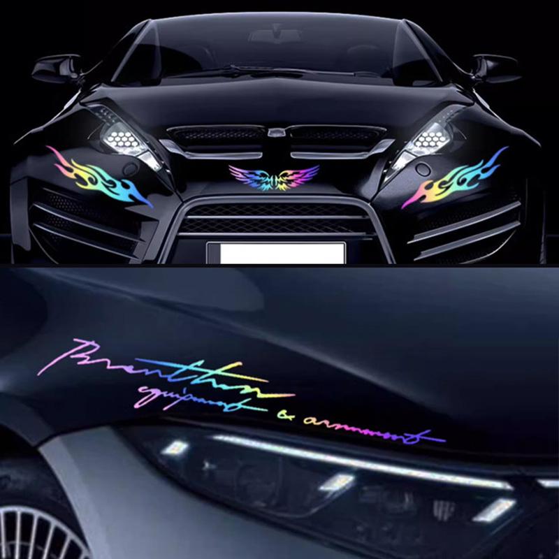 SCIONE Colorful Laser Car Stickers Cover Scratches Electric Car Stickers Body Stickers Motorcycle Tail Box Stickers Waterproof Sunscreen Stickers