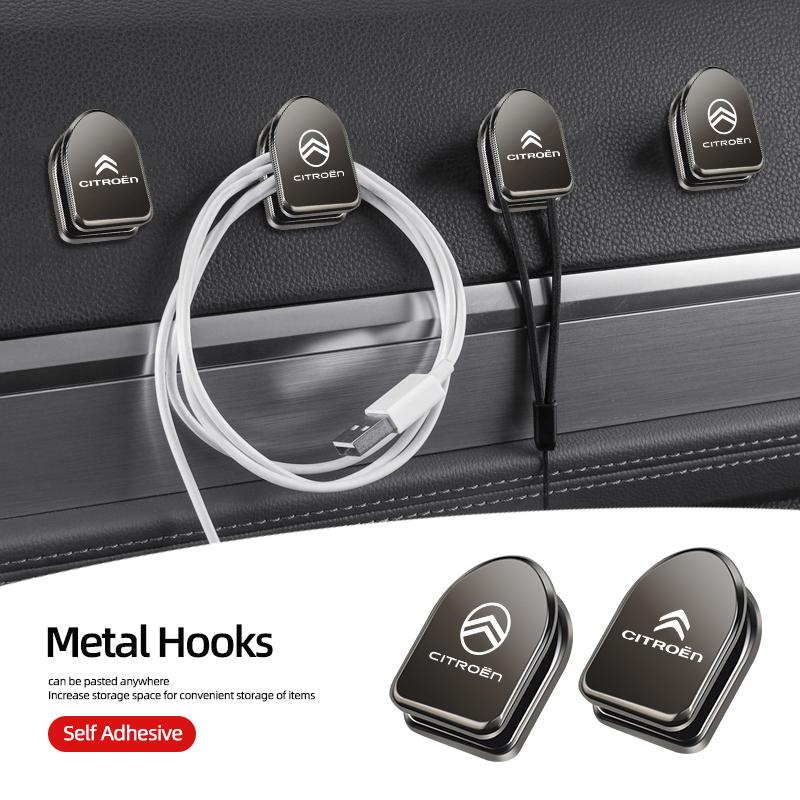 TCJH7 Metal Hooks Car Interior Storage Organizer Hook For Citroen C3 C5 AIRCROSS C5X C4 Cactus e-C4 X e-C3 Berlingo C-Elysee C1 C6 C2