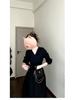 2025 French Black V-Neck Waist-Slimming Long Dress - Women's Early Autumn Fashion