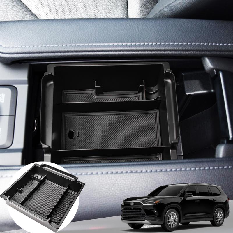 Center Console Organizer For 2024 Toyota Grand Highlander Armrest Box Storage Center Console Tray ABS Accessories Car Storage