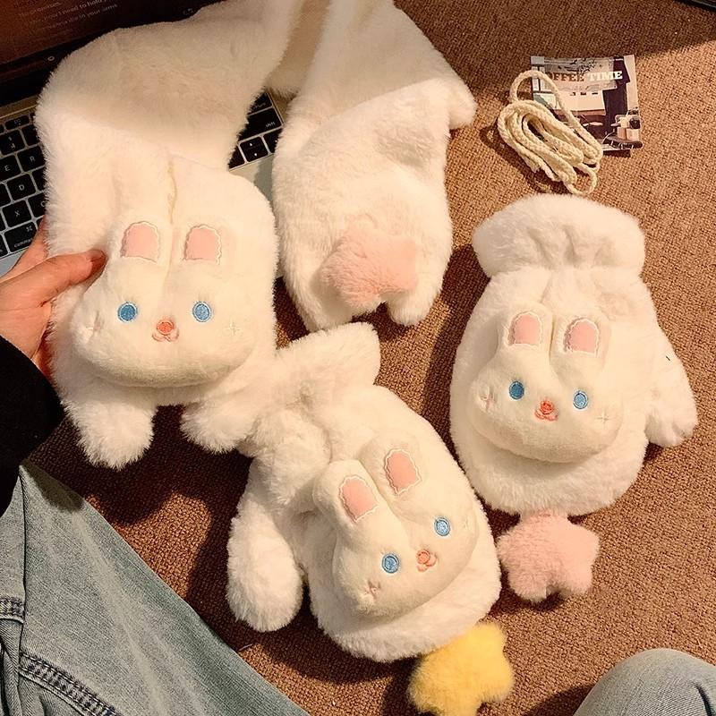 Cute star rabbit plush girl cycling plush all-inclusive neck protection scarf