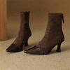 Fashion New Autumn Winter Women Boot Shoes for Women Pointed Toe Short Boots Fashion Boots Handmade High Heels Elastic Skinny Boots