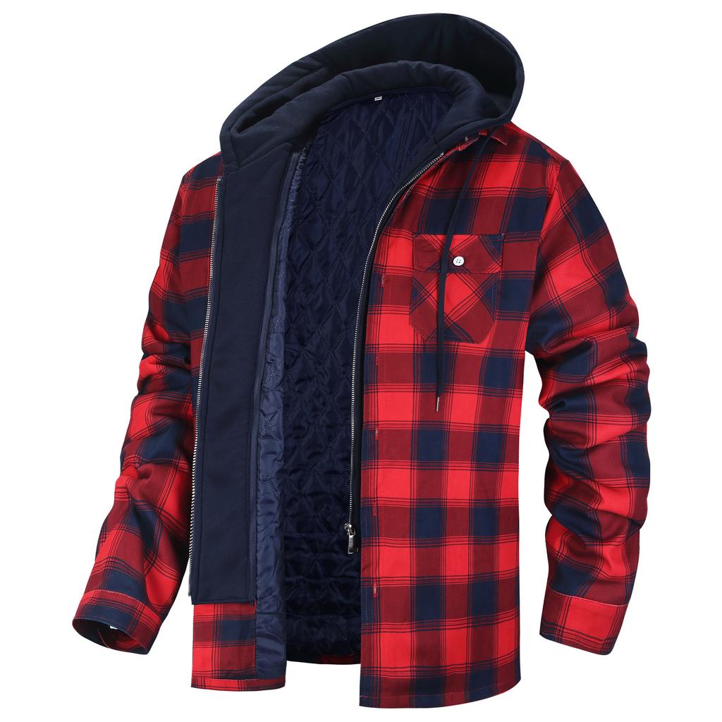 Plaid Fake Two Piece European and American Men's Jacket