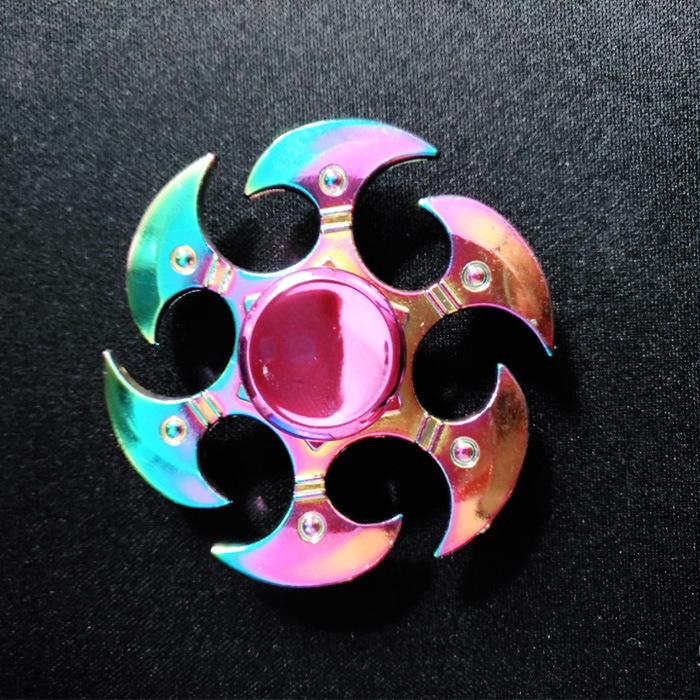Colorful Zinc Alloy Fidget Spinner: Black Tech Stress-Relief Toy for Students and Kids.